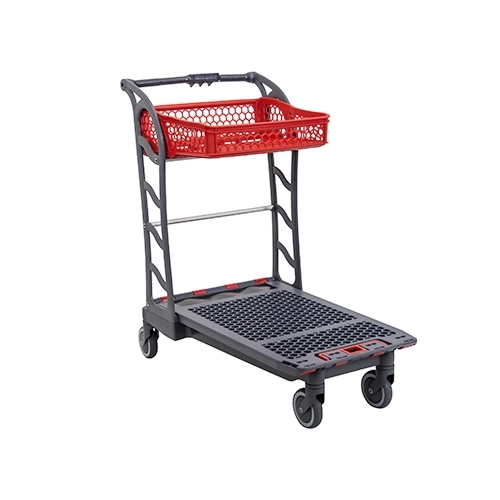 Plastic supermarket flat trolleys