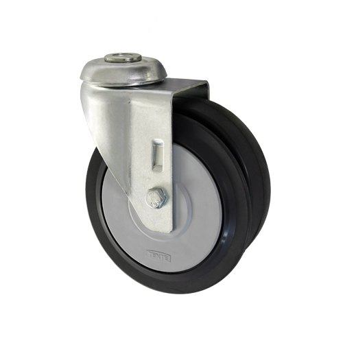 Side disc travelator wheel for supermarket trolley