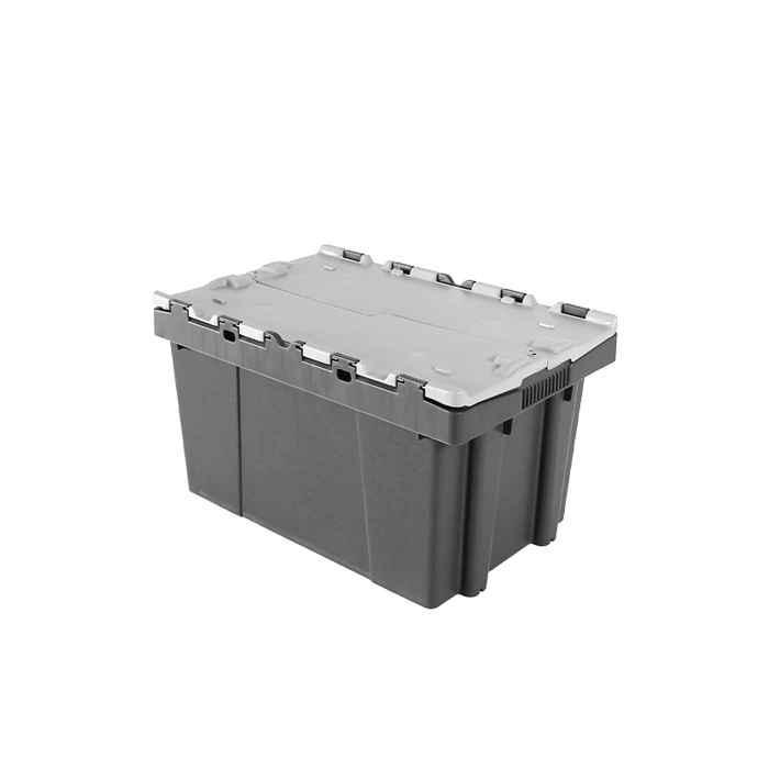 Caja apilable con tapas D34 en color gris y rojo