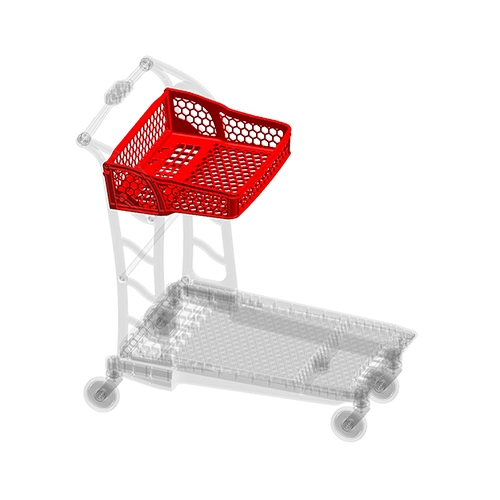 Carro plataforma de supermercado con cesta de color
